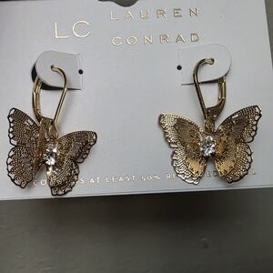 LC Lauren Conrad Gold Butterfly Earrings
